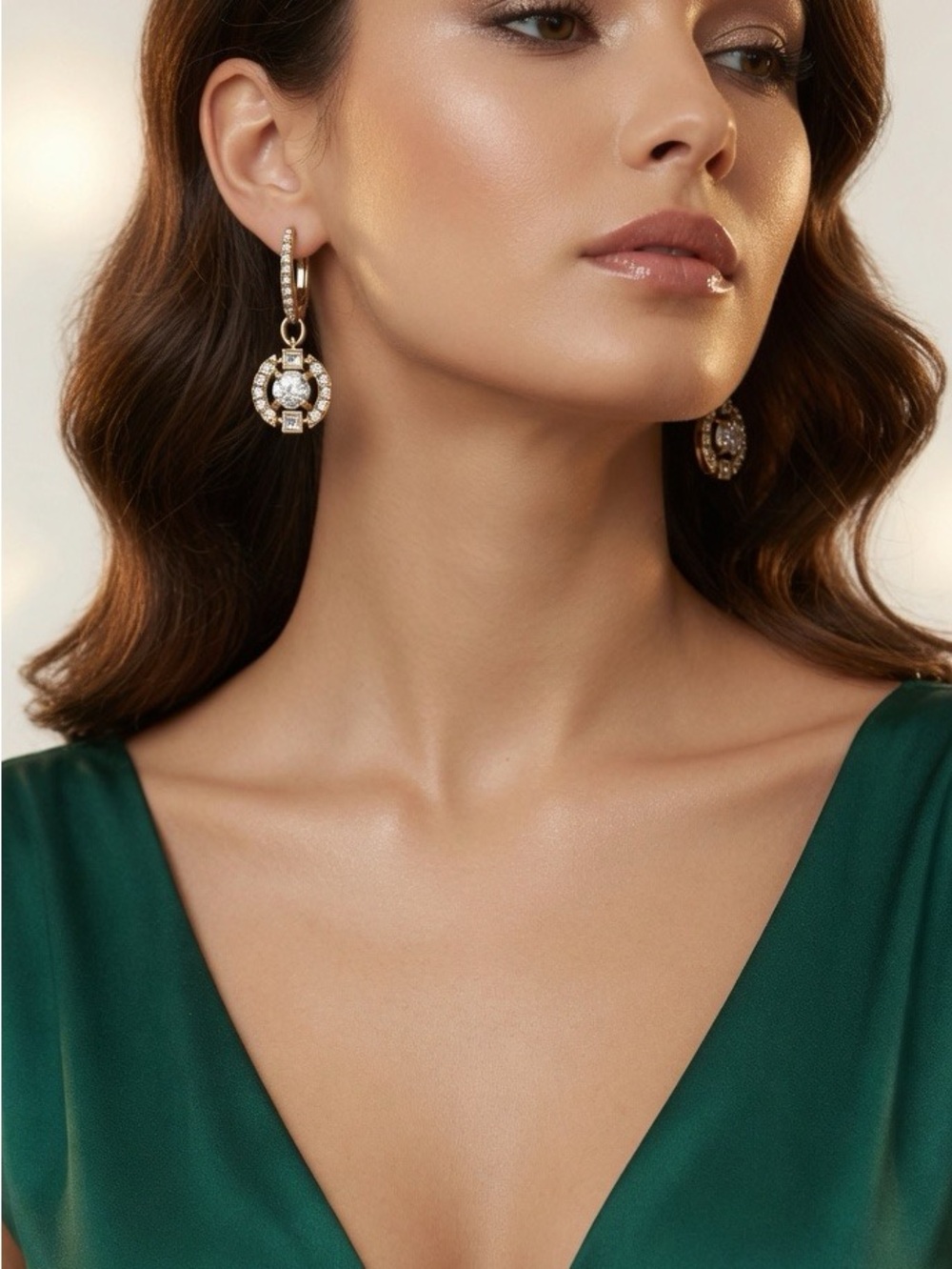 Swarovski Gold Plated Crystal Drop Lever Back Earrings - Picture 3 of 13